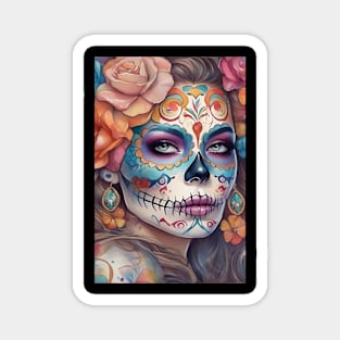 Sugar Skull Art - Beautiful Woman in Skull Makeup Magnet