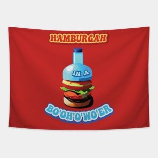 Funny Hamburger in a Bo’oh’o’wo’er Water Slang of British Accent Tapestry