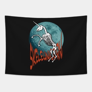 SkeleUnicorn Halloween Skeleton Design Tapestry