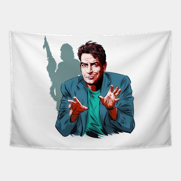 Charlie Sheen - An illustration by Paul Cemmick Tapestry by fancyjan