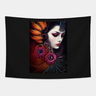 Exotic beauty in feather and flowers Tapestry