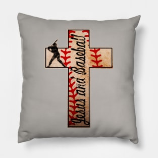 Jesus and Baseball Christian Faith Cross Pillow