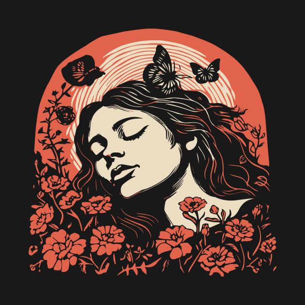 Linocut Woman by n23tees