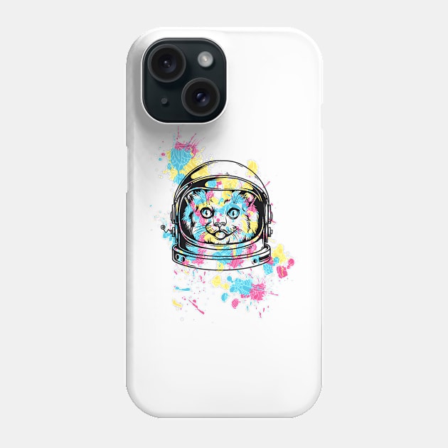 splashed astronaut cat Phone Case by Transcendexpectation