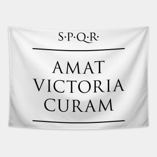 Latin quote Amat victoria curam Tapestry