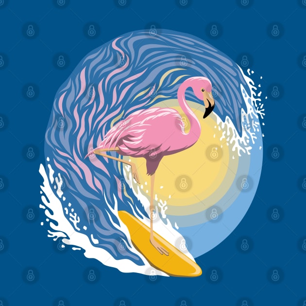 Surfing Flamingo Graphic Design by TMBTM