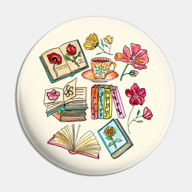 Blooms and Books Pin by tangerinetane