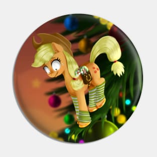 Tiny Applejack at Christmas Pin