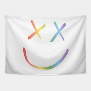 Rainbow Smiley Louis Tomlinson black background Tapestry