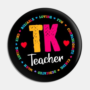 TK All Day Transitional Kindergarten Back To School Teacher Pin