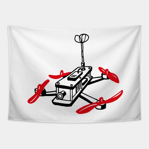 FPV FREEDOM, QUADCOPTER SIMPLE White Tapestry by take_the_flavor