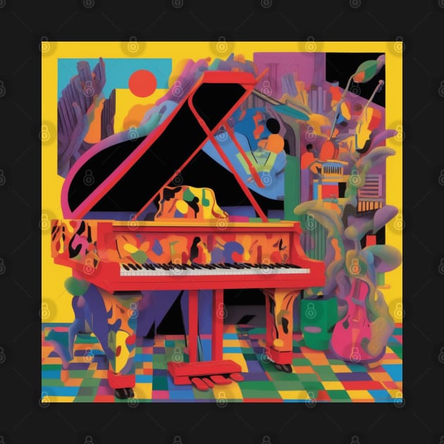 A Colorful Scene With A Grand Piano by Musical Art By Andrew