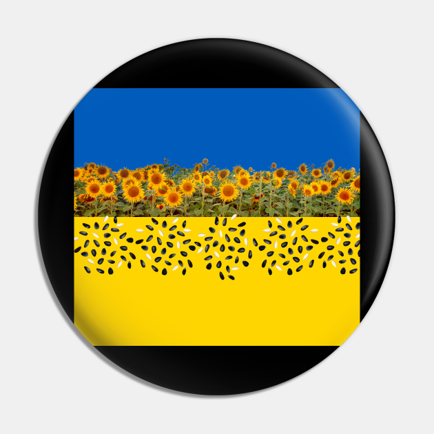 UKRAINE FLAG, SUNFLOWERS WITH FALLING SUNFLOWER SEEDS Ukraine Strong