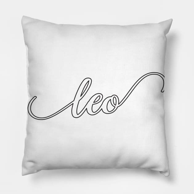 Leo Zodiac Script Sticker Pillow by aterkaderk