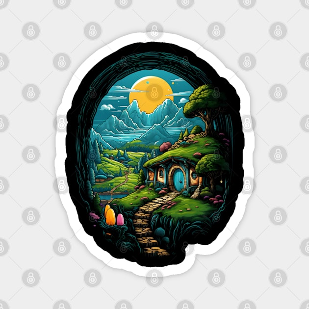 Halfling Home - Cartoon Style - Fantasy Magnet by Fenay-Designs