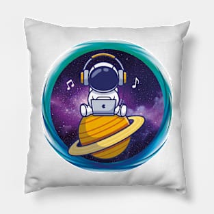 Astronaut Listening to Music Pillow