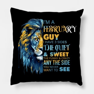 I'm A February Guy I Have 3 Sides The Quiet & Sweet The Funny & Crazy Pillow