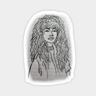 Curly Hair Sketch Magnet