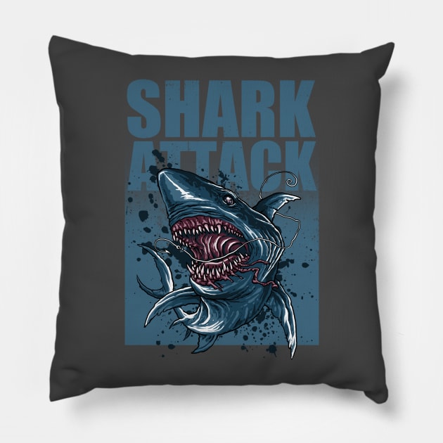 Shark Attack Pillow by akawork280