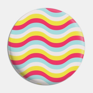 Cheerful Teal Yellow Pink White Waves of Color Pin