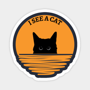 hold on i see a cat vintage cat mom kitten funny cat Magnet