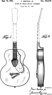 Acoustic Guitar Patent Print 1941 Magnet