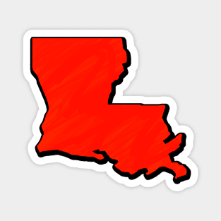 Bright Red Louisiana Outline Magnet