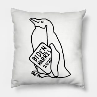 Penguin with Biden Harris Sign Outline Pillow