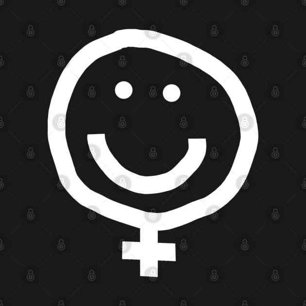 Minimal Female Smiley Face White Line by ellenhenryart