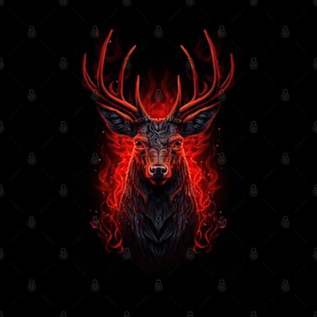 Adorable Red Deer On Black: Wild Animals In Striking Colors by Whimsical Animals