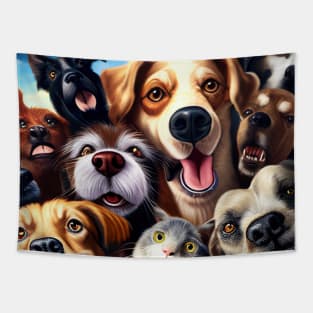 Dog Cat Pet Wild Nature Funny Happy Humor Photo Selfie Tapestry