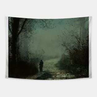 Lovers on a Moonlit Lane by John Atkinson Grimshaw Tapestry