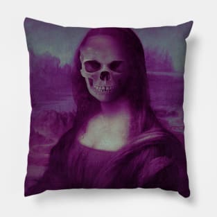 Mona Lisa Skull Vaporwave Pillow