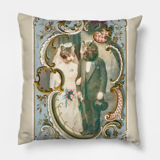 Owl and Pussycat Wedding floral baby blue Pillow