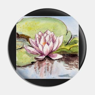 lotus zen pond watercolor painting Pin