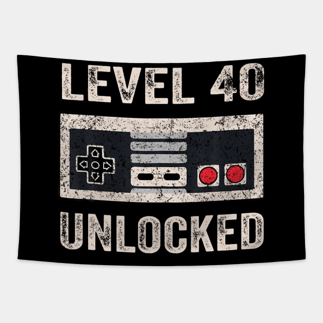 Level 40 Unlocked Video Gamer 40th Birthday Tapestry by deptrai0023