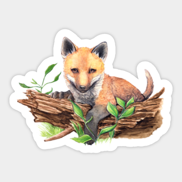 Fox Kit On A Tree Log Cute Fox Sticker Teepublic You must first log in. fox kit on a tree log