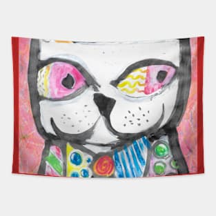 The crazy cat tribute to Romero Britto Tapestry