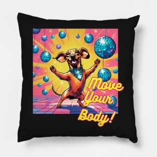 Dachshund Disco Move Your Body Pillow