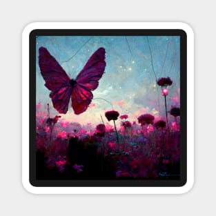 Purple Butterfly Painting Magnet