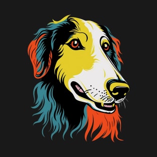 Colorful Borzoi Pop Art Puppy Dog Face T-Shirt