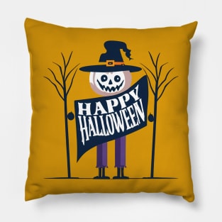 Happy Halloween Scarecrow Pillow