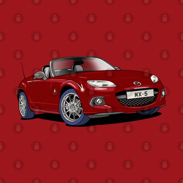 Mazda MX-5 in dark red by Webazoot