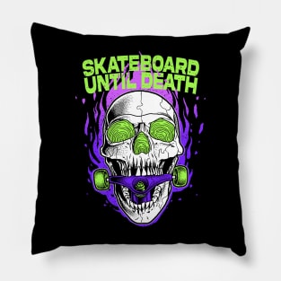 Skate Until Death Skull Skateboard SK8 Punk Tattoo Mini Ramp Pillow