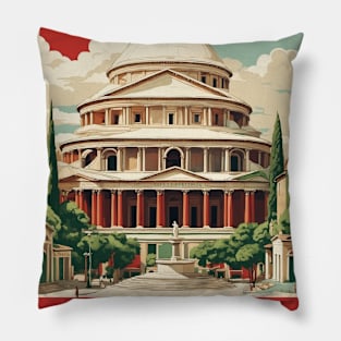 Pantheon Italy Vintage Tourism Travel Poster Pillow