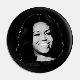 Michelle Obama Black and White Pin