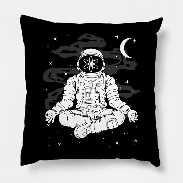 Astronaut Yoga Cosmos ATOM Coin To The Moon Crypto Token Cryptocurrency Blockchain Wallet Birthday Gift For Men Women Kids Pillow by Thingking About