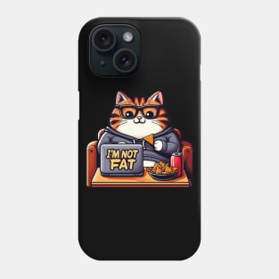 I'm Not Fat meme Chubby Tabby Cat Laptop Couch Potato Nachos Soft Drink Phone Case