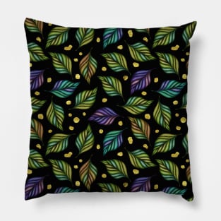 Broad Leaves and Gold Foil Decorative Pillow