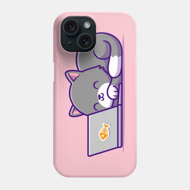 Cute Cat And Laptop Phone Case by Catalyst Labs